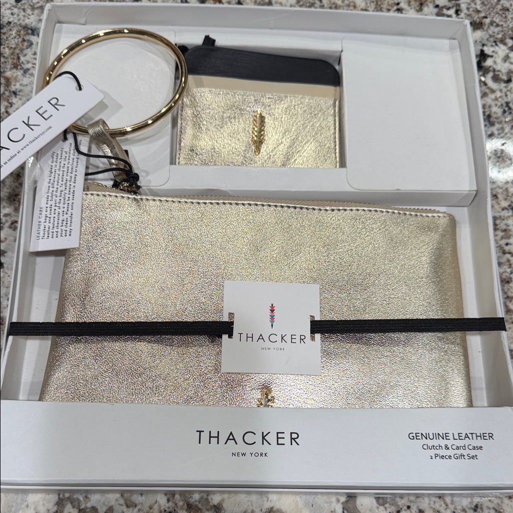 Thacker Gold Metallic Clutch, Nwt